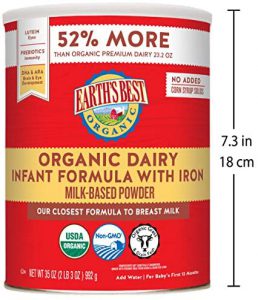 Organic baby formula milk.