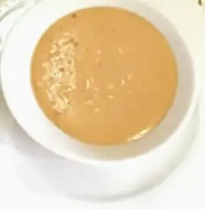 Maize meal porridge with peanut butter in African style organic recipes.in South African Food