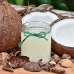 Coconut milk ,coconuts and shells in organic foods for weaning babies.