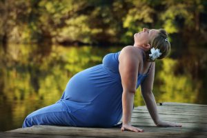 Pregnant woman sitting down