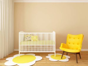  3d render Orange and yellow for baby girl room.