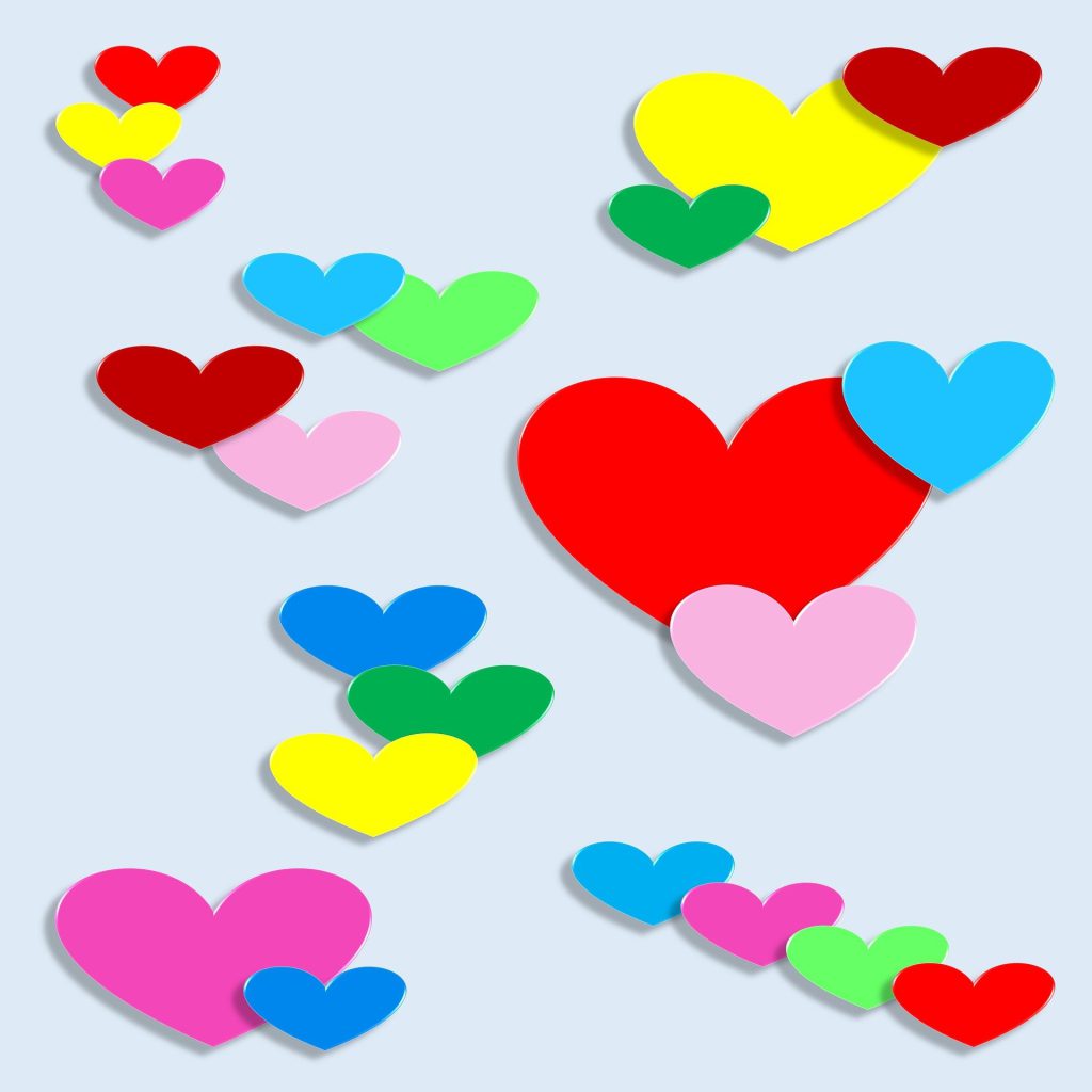 Design, multicolored hearts