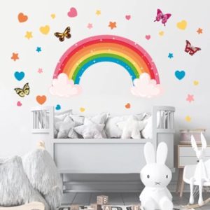 Rainbow wall theme for a baby boy